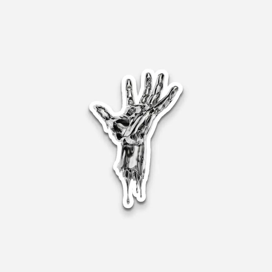 Melting Metal Hand Sticker